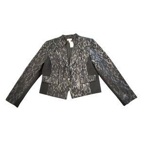 Chico's Lace Jacket Blazer Black Office Party Women’s 1 Small Stretch 1 Button